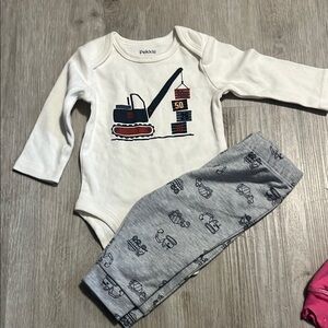 4/$20 Pekkle Baby Construction Onesie and Pants Set 3M